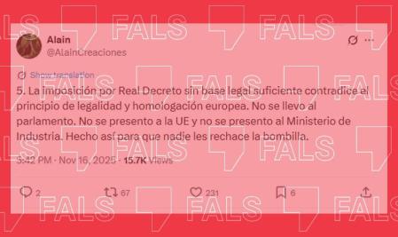 Tweet falso sobre la baliza V16