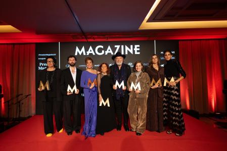 Los premiados: Mamen (Pepa Domingo), Andrés Reisinger, Estrella Morente, Marta Rota, Pino Sagliocco, Carla Simón, Rosario Nadal e Inés Domecq