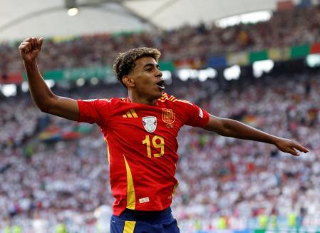 &nbsp;Lamine Yamal celebra un gol frente a Alemania/Heiko Becker/File Photo