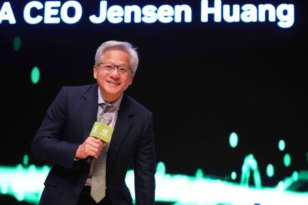 FILE - Nvidia CEO Jensen Huang speaks during a press conference at the Asia-Pacific Economic Cooperation (APEC) CEO summit in Gyeongju, South Korea, Friday, Oct.31, 2025 (AP Photo/Lee Jin-man, File)