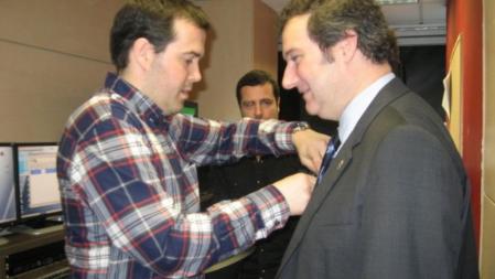 El alcalde de Barcelona, Jordi Hereu, a su llegada al plató de LaVanguardia.es