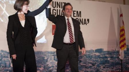 Montserrat Tura y Jordi Hereu han comparecido juntos este sábado tras conocerse la victoria del alcalde en las primarias del PSC de Barcelona