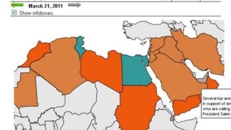 Mapa de protestas en Oriente Medio y África