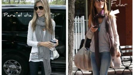 Para el día, Ambrosio elige pantalones pitillo muy muy ajustados, tops básicos y fulares. Complementa el look con gafas de sol