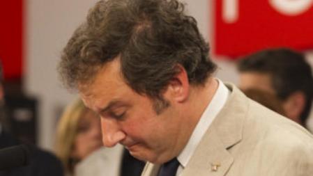Jordi Hereu comparece ante los medios, tras la derrota del PSC en las elecciones de Barcelona
