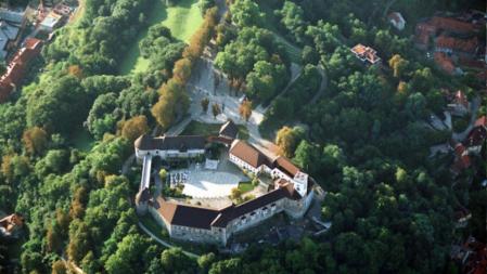 Vista aérea del castillo de Liubliana
