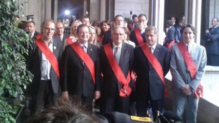 Gomà, Hereu, Trias, Fernández Díaz y Portabella, antes del acto de investidura del alcalde