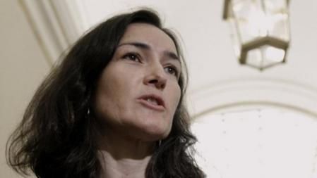 La ministra de Cultura, Ángeles González-Sinde, en las puertas del Congreso