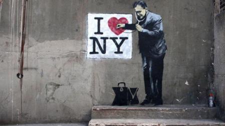 Obra en homenaje a la ciudad de Nueva York del artista británico Banksy