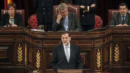 Rajoy, durante su discurso en la sesión de su investidura como presidente del Gobierno, en la que expone los detalles de la acción que pretende llevar a cabo al frente del Ejecutivo