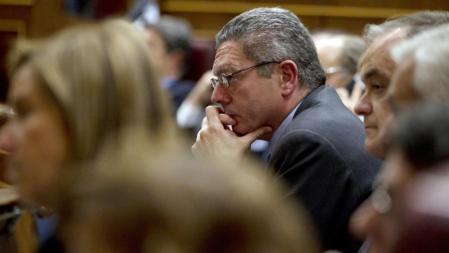 Alberto Ruiz Gallardón, durante el debate de investidura de Mariano Rajoy