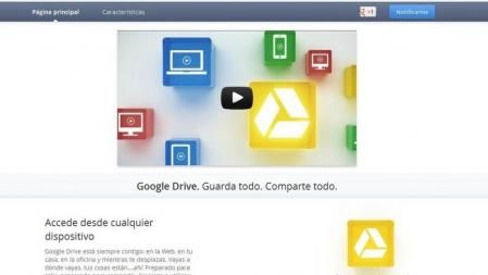 Captura de pantalla de la web de Google Drive