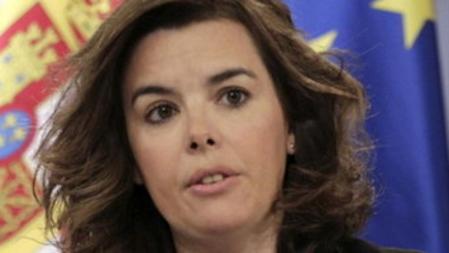 La vicepresidenta del Gobierno, Soraya Sáenz de Santamaría, durante la rueda de prensa posterior a la reunión del Consejo de Ministros
