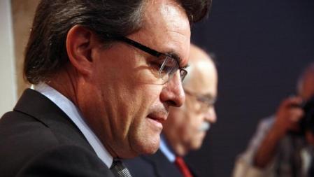 Artur Mas y Andreu Mas-Colell, en rueda de prensa en la Generalitat en 2012