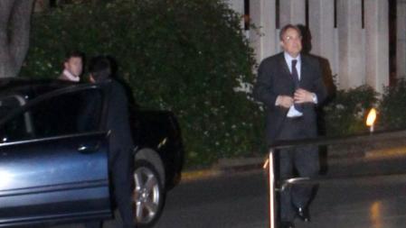 El presidente del Real Madrid, Florentino Pérez, llega al tanatorio donde descansa el cuerpo de su esposa, Mari Ángeles Sandoval