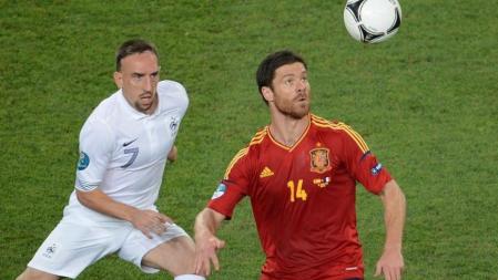 Xabi Alonso, durante el España-Francia de la Eurocopa 2012