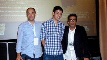 Andreu Buenafuente, Pau Garcia-Milà y Albert Martí en la presentación de Bananity en Barcelona