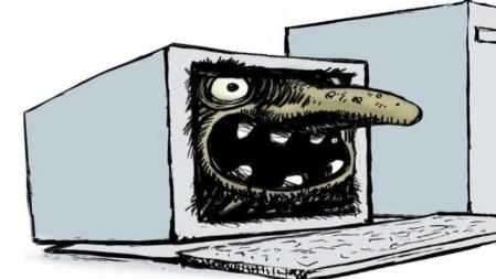 Ilustración humorística de un 'troll' en internet