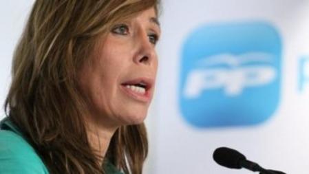 Presidenta del PPC, Alicia Sánchez-Camacho, durante la rueda de prensa en Barcelona.