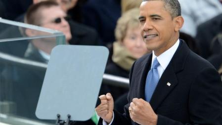 Barack Obama ofrece un discurso durante la ceremonia de la toma de posesión e su cargo como presidente de EE.UU.