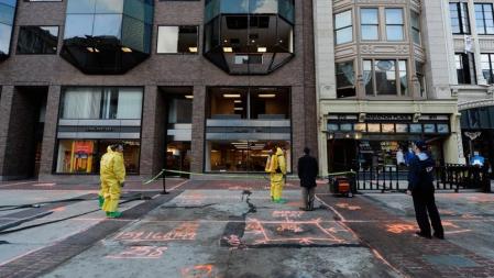 El lugar de la primera explosión en Boston.