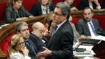 El presidente catalán, Artur Mas, esta mañana durante la sesión de control del Parlament.