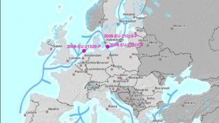 Mapa de los ejes prioritarios de las Autopistas del Mar en la Unión Europea