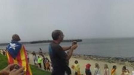 Cadena humana per la independència de Catalunya a San Francisco, el 8 de setembre. Hi van haver més de 200 persones