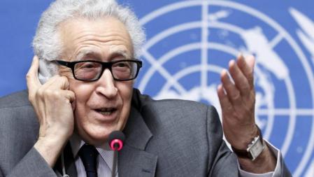 El mediador internacional para Siria Lajdar Brahimi en Ginebra