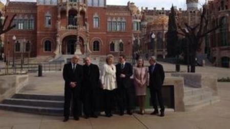El president Mas junto a Viviane Reding en la inauguración del Recinto Modernista de Sant Pau, en Barcelona