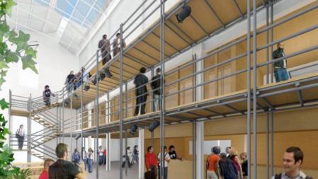 Recreación virtual del atrio interior de la reconvertida Lleialtat Santsenca