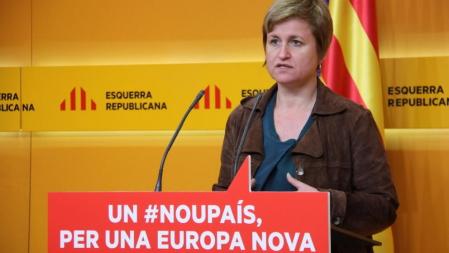 La portavoz de ERC, Anna Simó, durante la rueda de prensa posterior a la reunión de la ejecutiva de los republicanos