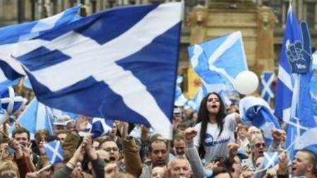 Partidarios del 'Sí' en el referéndum de independencia de Escocia