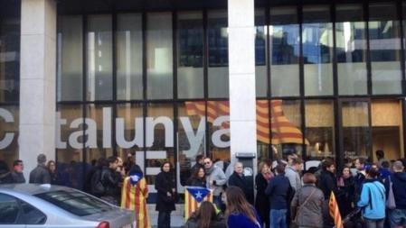 Aspecto de la delegación del Govern en la Rue de la Loi 227 de Bruselas en la mañana del 9N.