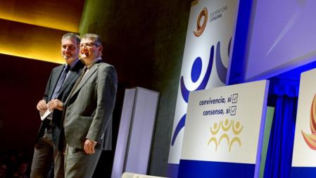 El presidente de Societat Civil Catalana, Josep Ramón Bosch y el vicepresidente primero de SCC, Joaquim Coll