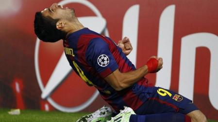 Luis Suarez celebra de forma efusiva su gol al PSG