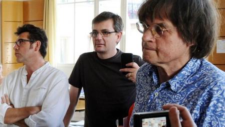 Imagen de archivo tomada en 2011 de los dibujantes franceses Tignous, Charb (que es el director de la publicación) y Cabu, fallecidos durante el ataque al Charlie Hebdo