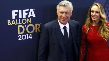 Carlo Ancelotti y su mujer, Mariann Barrena McClay, en la gala del Balón de Oro 2014