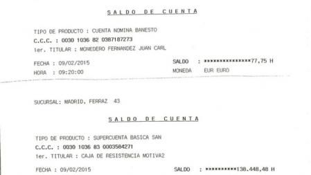 Extractos bancarios Monedero, enviados por él mismo