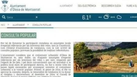 Imagen de la promoción del Ayuntamiento de la consulta popular organizada en Olesa de Montserrat