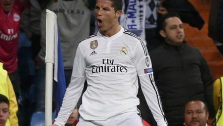 Cristiano Ronaldo celebrando el segundo gol del Real Madrid ante el Shalke 04