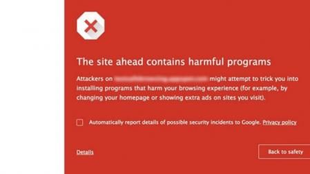 La navegación segura de Google alerta a los usuarios sobre las páginas que contienen software no deseado a través de una ventana de color rojo