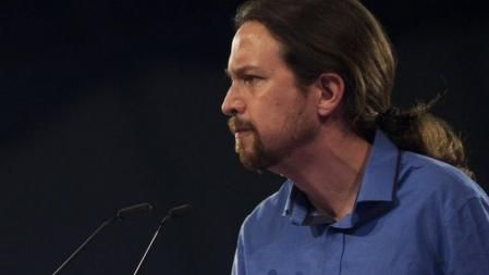 El Secretario General de Podemos, Pablo Iglesias, durante el mitin de este viernes