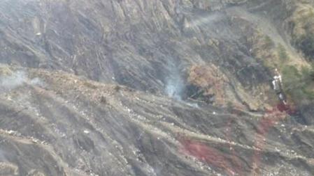 Imagen de los restos del avión accidentado en los Alpes provenzales