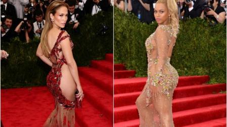 Jennifer López y Beyoncé con sugerentes transparencias en la Gala MET 2015