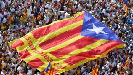 Una gran estelada en la Via Lliure de la Diada 2015