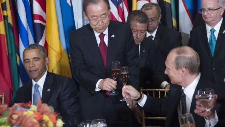Putin y Obama flanquean a Ban Ki Mun en el almuerzo de la Asamblea General de la ONU
