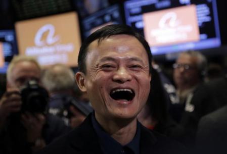 Jack Ma, fundador de Alibaba, en la salida a bolsa de su compañía en el New York Stock Exchange.