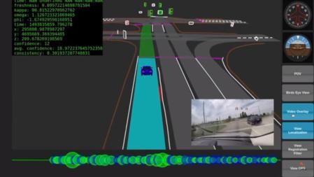 Mapa en 3D creado por el coche autónomo a partir de la información de los sensores.