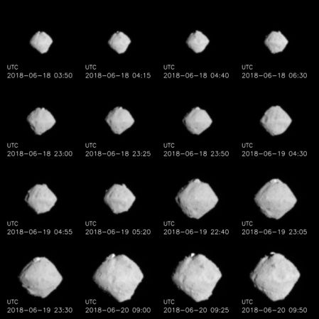 Secuencia de fotografías tomadas por Hayabusa2 durante su aproximación a Ryugu, entre el 18 y el 20 de junio